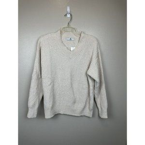 Sweaters for Women V Neck Long Sleeve Pullover Knit Top Ivory